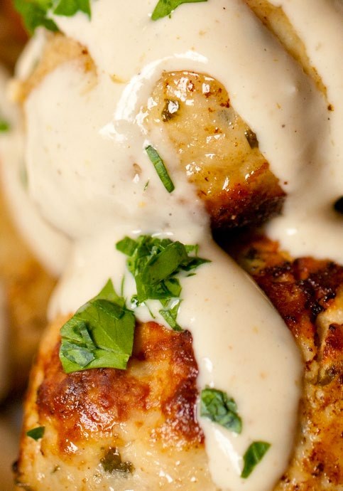 Moroccan Turkey Meatballs with Tahini Sauce