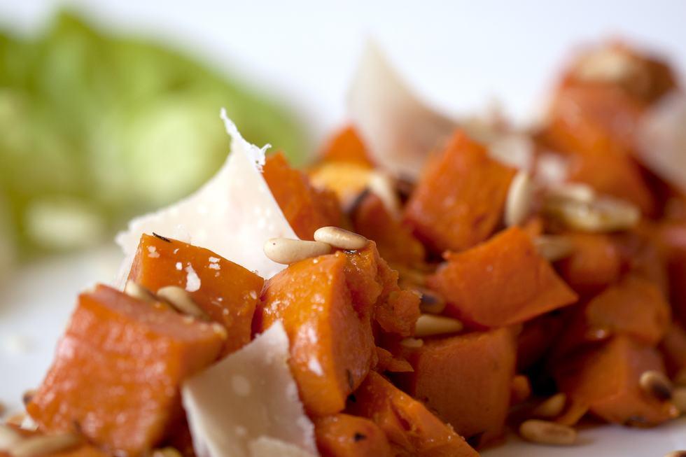 Roasted squash with soft cheese